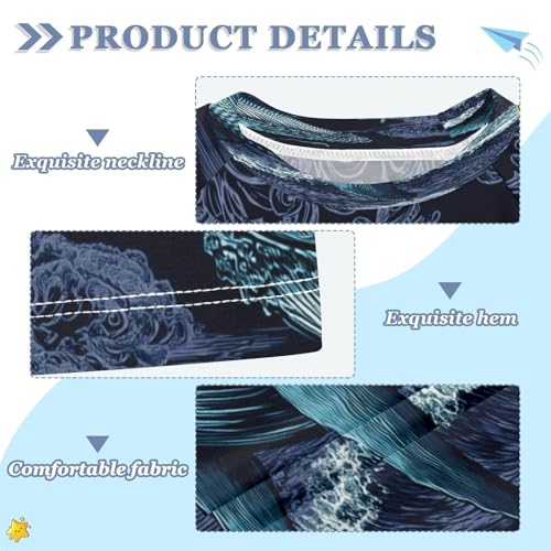 Boys Short Sleeve T-Shirts Whale Lighthouse Fish Rashguard Kids Swim Shirts Sun UPF 50+3