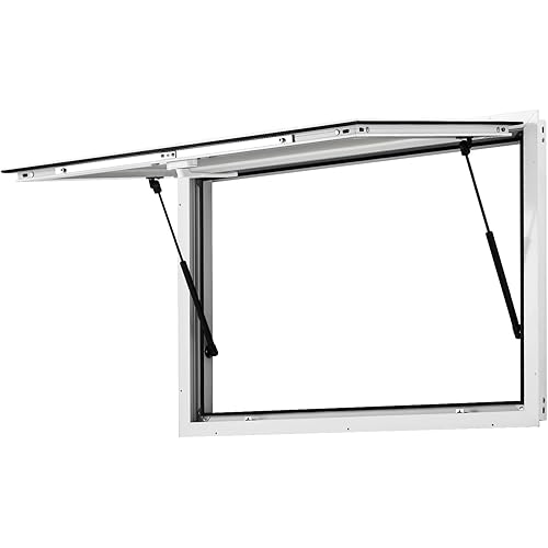 48 in x 36 in Concession Window , Aluminum Alloy Food Truck Service Window with Awning Door & Drag Hook, Up to 85 Degrees Stand Serving Window for Food Trucks Concession Trailers, Glass Not Included