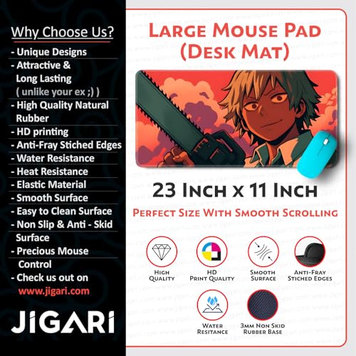 Image of Anime Theme Printed XL Extended Stich Edge Mousead | Smooth Surface Gaming Mousepad with Anti-Slip Rubber Base | 3mm Thick - 11 x 23 Inch ((P98))