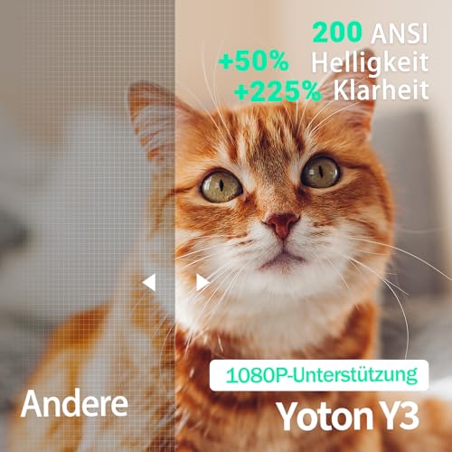 YOTON Mini Beamer Klein [180° Drehung & Auto Keystone] Projektor 1080P Unterstützt 15000L, 50% Zoom Tragbarer Beamer für Heimkino Schlafzimmer Kompatibel mit HDMI/USB/Handy/PS5/TV Stick, Schwarz