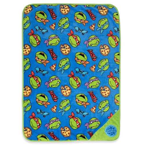 Image of Teenage Mutant Ninja Turtles Musical Warm, Plush, Throw Blanket - Extra Cozy and Comfy for Your Toddler, Blue