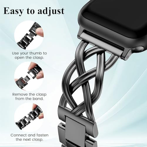 Image of TOYOUTHS Dressy Bracelet Compatible with Apple Watch Bands 38 /40 /41 /42 /44 /45 /46 /49mm Women, Celtic Stainless Steel Metal Fancy Nice Pretty Strap for iWatch Series 11 10 9 8 7 6 5 4 Ultra /SE 3 2 1