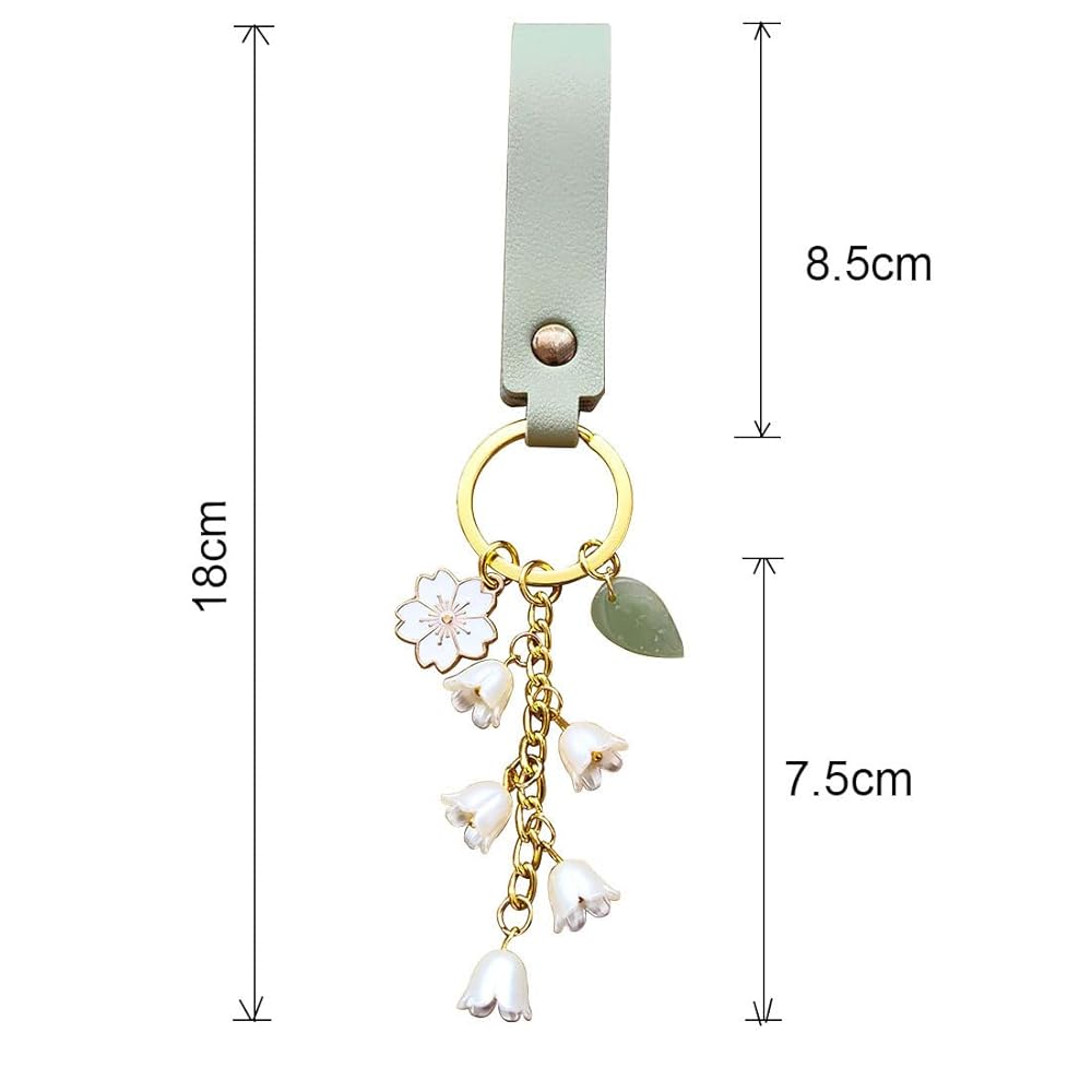 Meimimix Lily of the valley Flower Leaf Charms Keychain