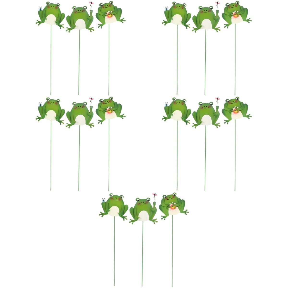 Toyvian 5 Sätze Gartenfrösche Metallstecker Bunte Deko Für Garten Blumenbeete Und Vivid Frog Ornament Für Außenbereich Als Für Gartenliebhaber 3 Stück * 5