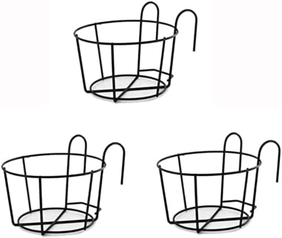 SIRAAJ&SONS™ Round Metal planters for Hanging on railings, Used for Holding Flowers and Plants Both Indoors and Outdoors, with Built-in Shelves for Containment(Black Pack of 3) (B0BTD7NPPG) Amazon Price History, Amazon Price Tracker