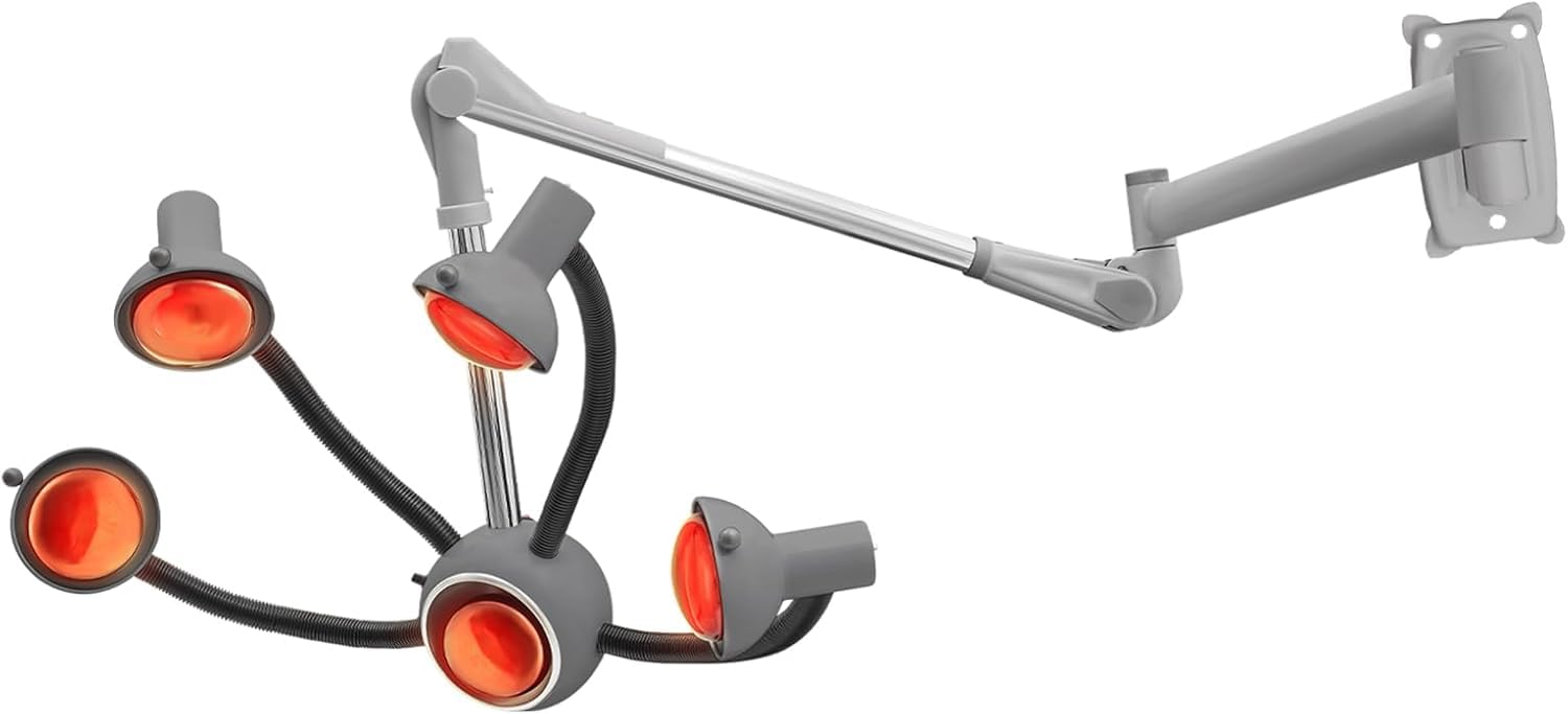 Wall Mounted Infrared Hair Dryer, 5 Heads Infrared Heat Lamp, 750W Adjustable Temperature Salon Heat Lamp, Hair Color Processor Accelerator Heater Lamp