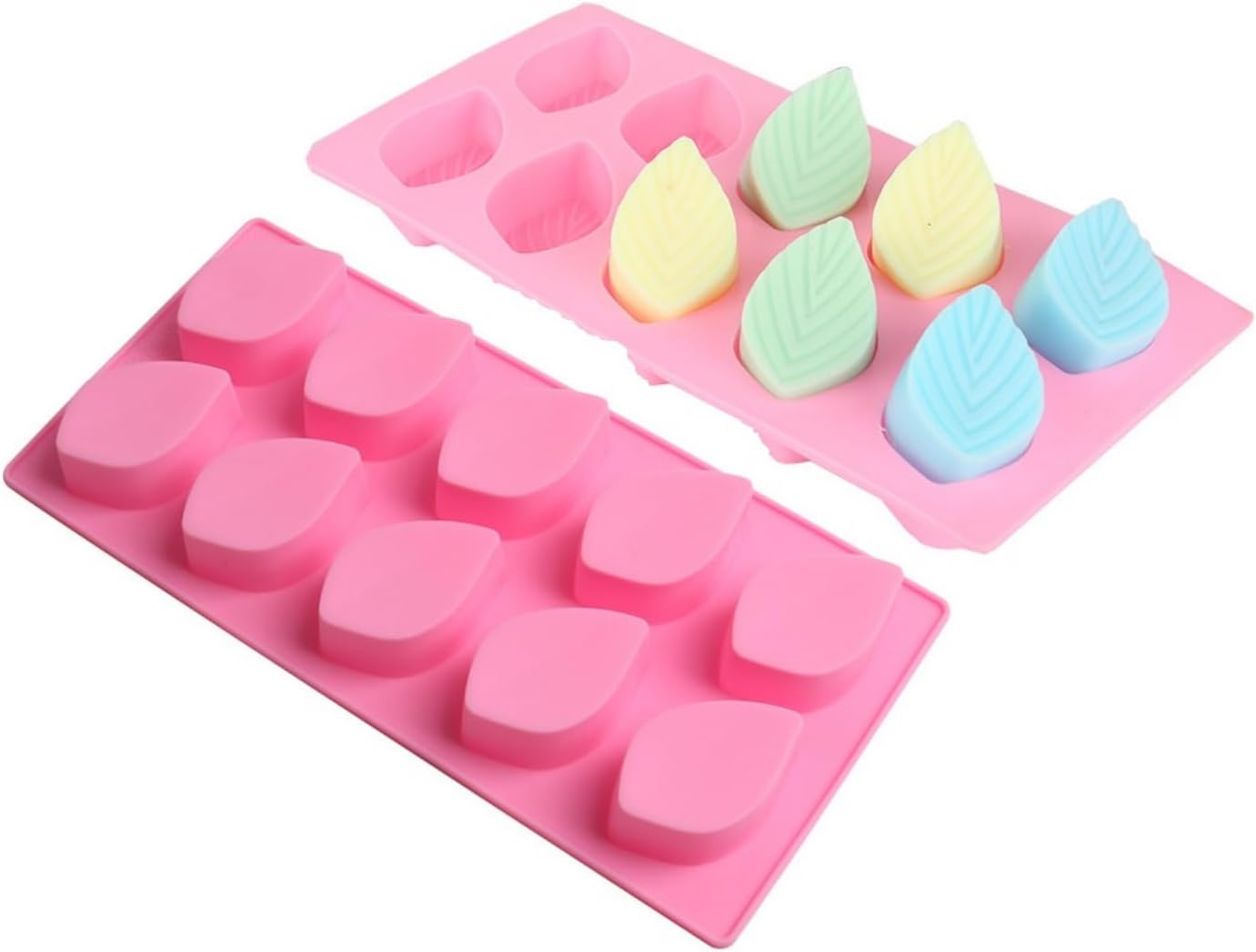 2Pack 10-Cavity Leaf Silicone Soaps Mold, The Leaves Silicone Mold for Making Homemade Chocolate Candy Gummy Jelly