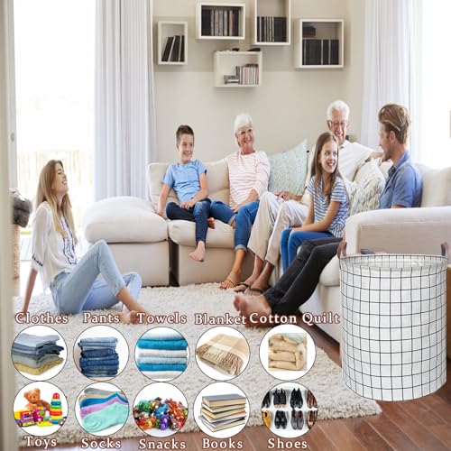 Image of Waterproof Laundry Hamper Collapsible Laundry Basket Leather Handle Laundry Bag Large Clothes Storage Toy Organization for Bathroom Bedroom Laundryroom College Dorms (Laundry Basket-003)