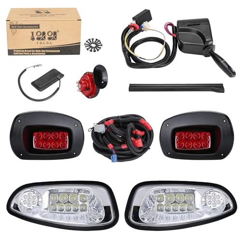 10L0L Golf Cart Headlights and Tail Light Kits for EZGO RXV 08-15 Gas & Electric Carts 12V Street Legal Lights Kit With Turn Signal Wiring Harness (NOT Fit 2016+ RXV II)