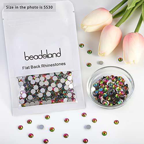 Image of Beadsland Flat Back Crystal Rhinestones, Rainbow, SS30, 576pcs | Flatback Glass Gems, 6.3-6.5mm, for Nail Art Craft, Glue Fix