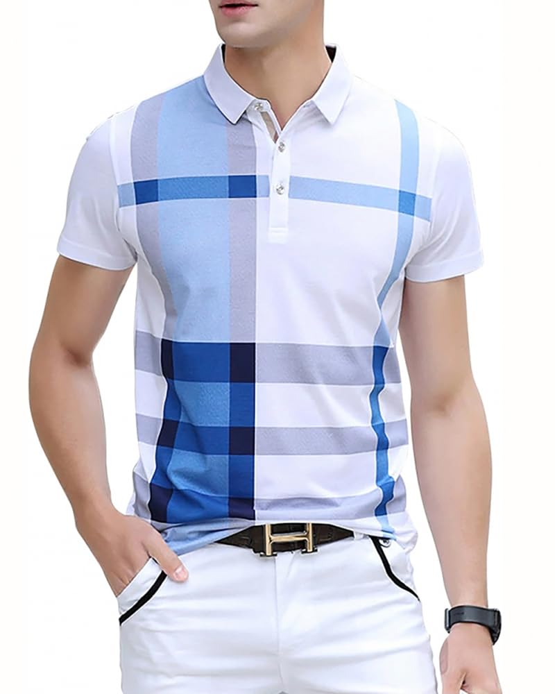 Noble Monk Polo en coton mélangé pour homme, coupe régulière, demi-manches, col polo, t-shirt décontracté