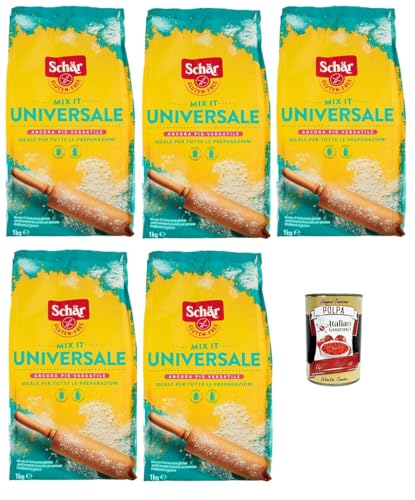 Italian Gourmet Bundle farine sans gluten 5 x 1 kg, mix universel pour pain gâteaux pizza pâtes fraîches biscuits panure, préparation polyvalente sans blé...
