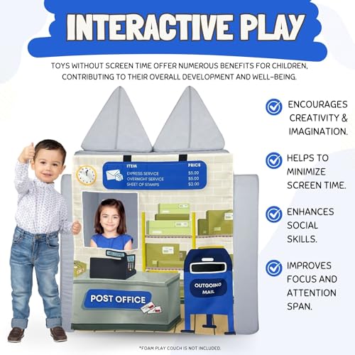 Image of Couch Swag Play Panel for Childrens Foam Sofa Kids Couch (Post Office)