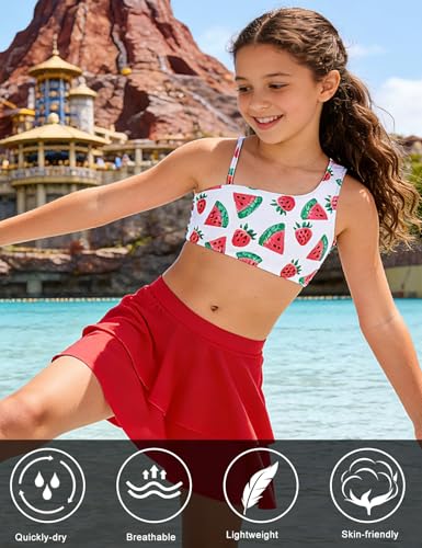 Image of RAISEVERN Girls Swimsuit 3 Piece Bathing Suits Cute Swimwear for 5-12 Years