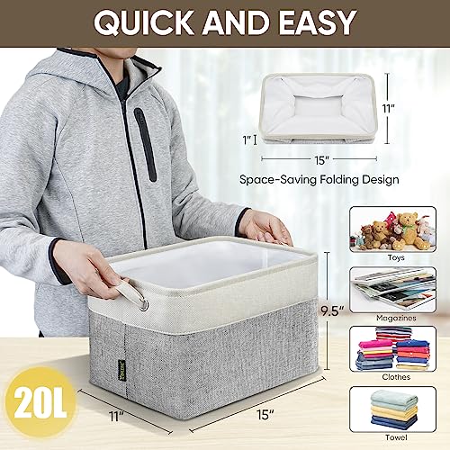 Baleine 3 Pack Fabric Storage Bins Storage Basket Closet Shelf Organizer For Closet Organizing thumb #3