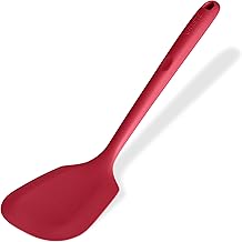 U-Taste Extra langer Pfannenwender aus Silikon, 315℃ hitzebeständiger flexibler Silikonwender, BPA-freier nahtlos Kochspatel Küchenhelfer zum Braten, Wenden von Eiern, Fisch, Pfannkuchen (Rot)