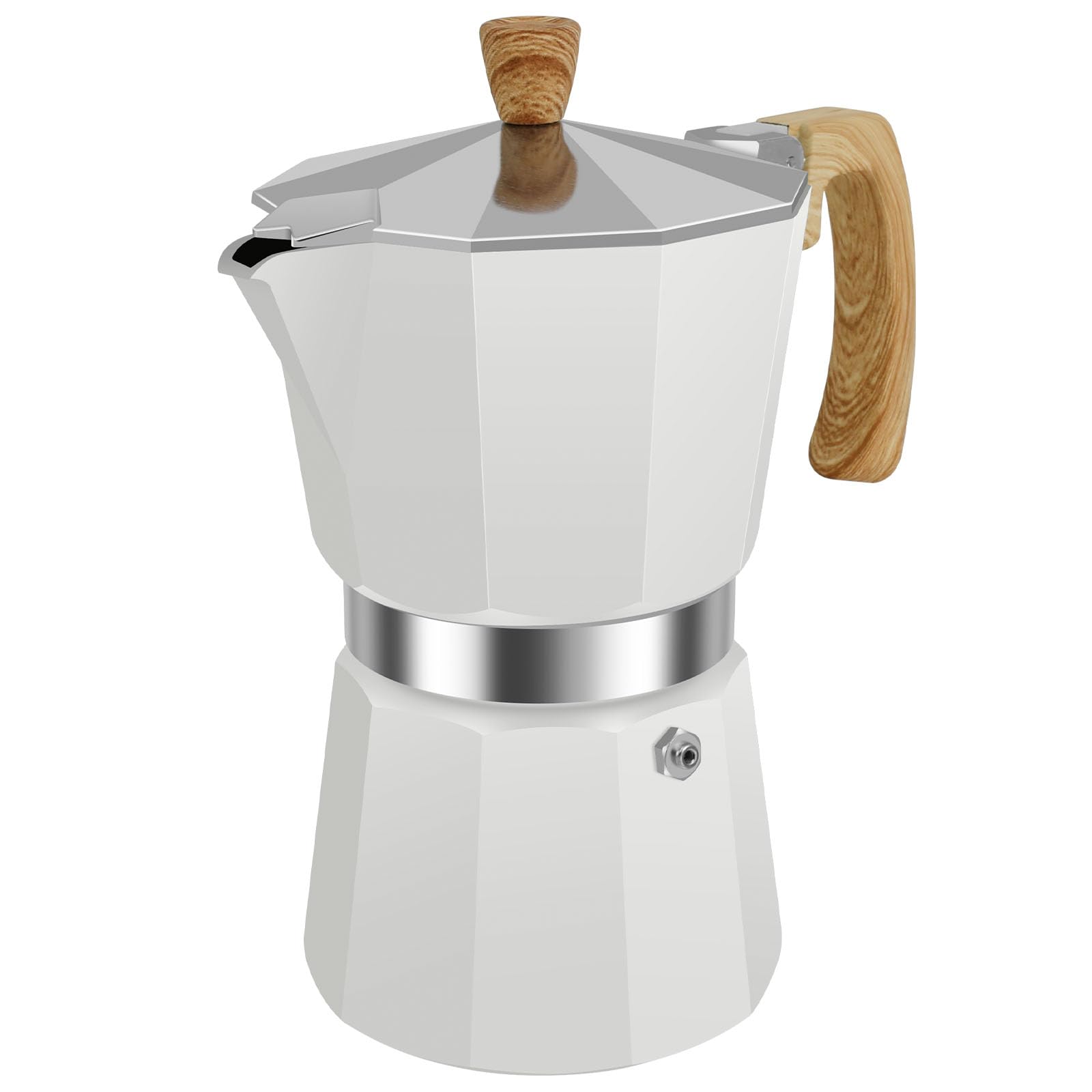 Menibbler White Stovetop Espresso Maker, 6 Cups 300Ml Italian Coffee Maker, Espresso Machine For Ground Coffee, Detachable Espresso Moka Pot Portable Espresso Pot For Coffee Lovers