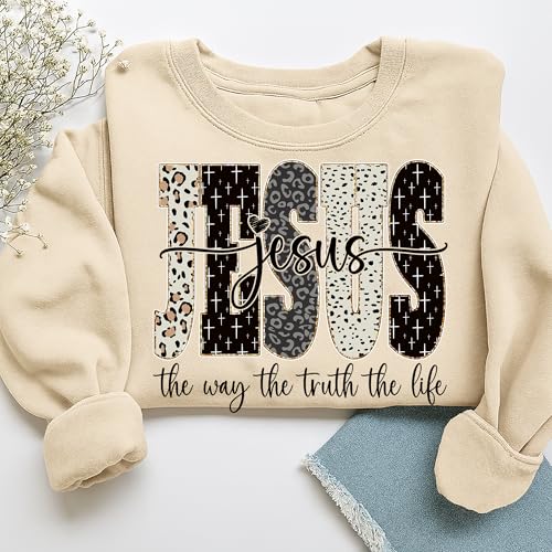 Jesus The Way The Truth The Life Sweatshirt, Christian Faith Shirt Bible Verse Sweater Religious Gift Pullover Top2