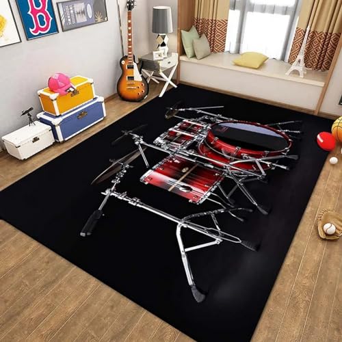 Tapis antidérapant intérieur doux motif kit de batterie 3D - 2