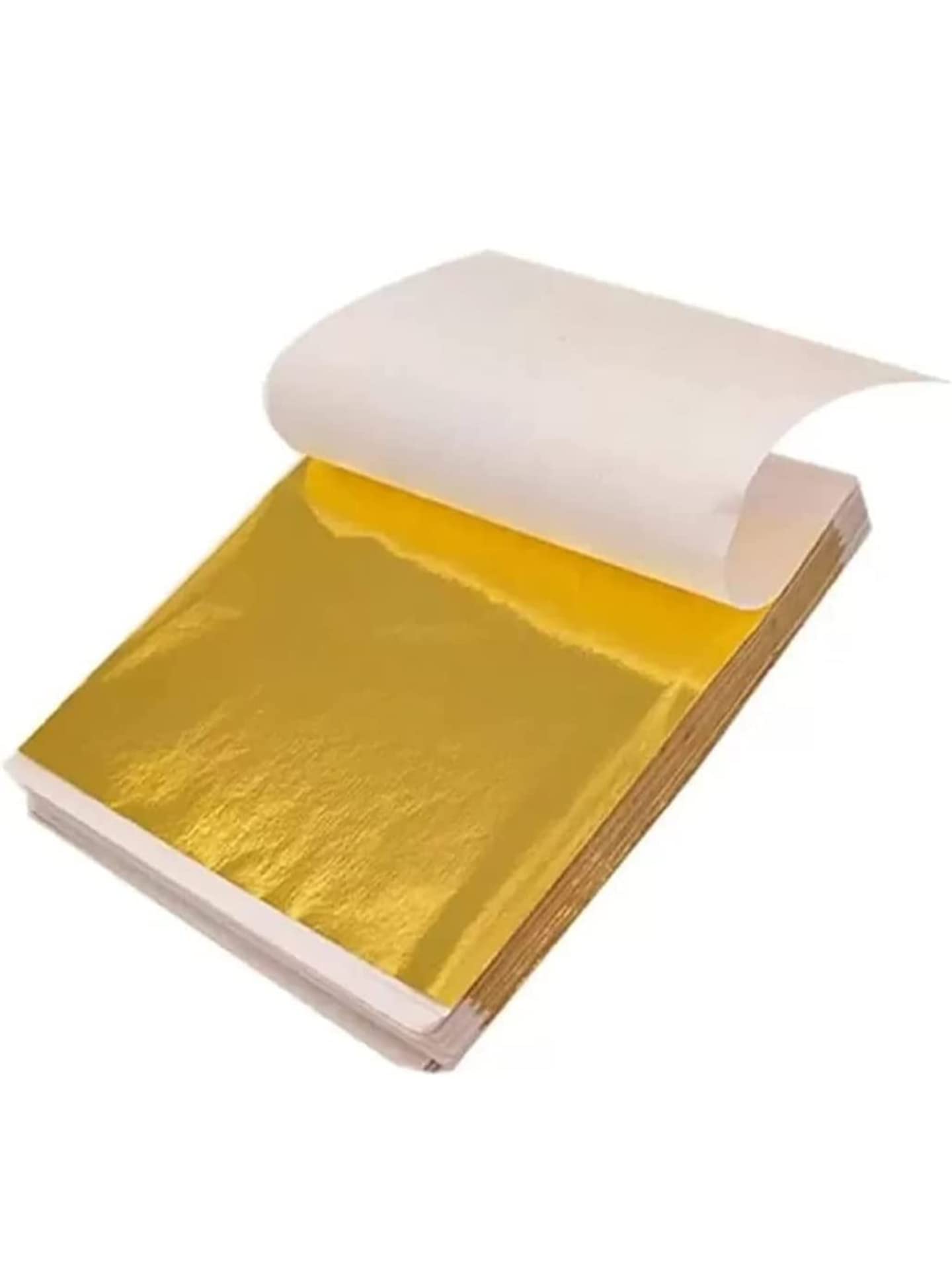 Leaf Sheets, Gold Foils Sheets, 8 by 8.cm Gilding Foil for Gilding, Resin Art, Decoration Crafting, Paintings, Arts Crafts, Nail Deco, Furniture 3.14 x 3.35 inches (Gold, 100)