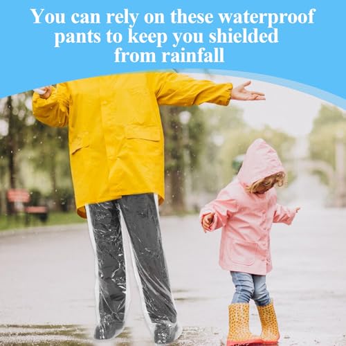 4 PCS Disposable Rain Pants, Long Pant with Shoe Cover Rainpants Clear Plastic Rain Pants Adult Disposable Boot Covers Rainpants for Men Women Outdoor (White)4