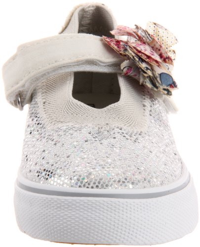 Morgan & Milo Kid's Sparkle Floral Mary Jane Sneaker (Toddler/Little Kid), Silver, 2 M US Little Kid2