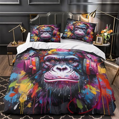 Housse de couette Orang-outan DJ, le cadeau idéal pour lit double