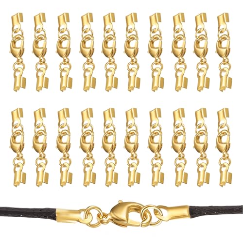 Pince de Homard Fermoir, 20 Pièces fermoir collier qualité,fermoir bracelet, Fermoirs de Griffe avec Embout de Cordon, Fermoir Attach avec Chaîne...