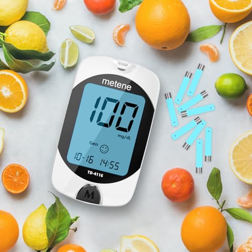 Image of Metene TD-4116 Blood Glucose Monitor Kit, 150 Glucometer Strips, No Coding | 150 Lancets & Control Solution & Lancing Device, Blood Sugar Monitor Large Display , Blood Sugar Test Kit for Home Use
