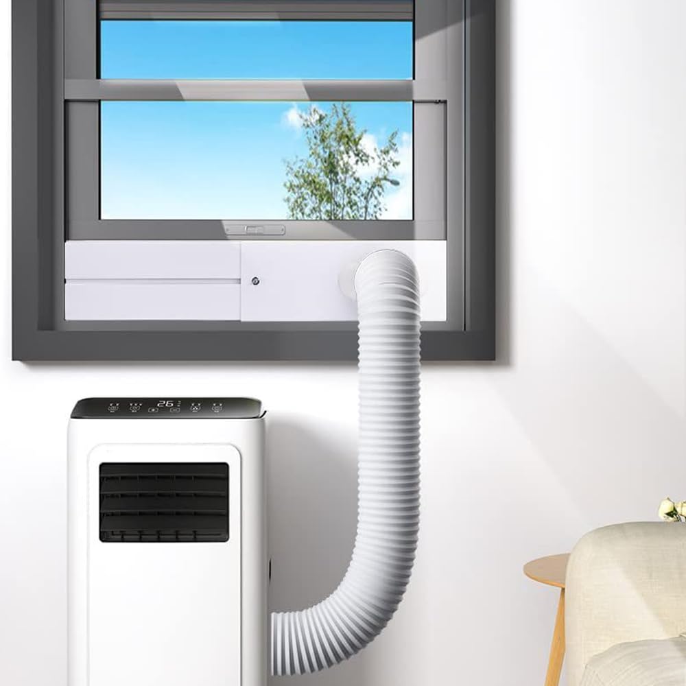 Kit Ventana Aire Acondicionado Portatil, HOVCEH 4 Piezas Kit de Ventilación de Ventanas de Aire Acondicionado 16 x 43-140 cm con Tubo de Desagüe de 13/15 cm, Kit aire Acondicionado Ventana
