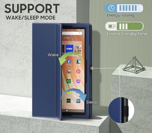 Image of MoKo Case Fits All-New Amazon Kindle Fire HD 10 & 10 Plus Tablet (13th /11th Generation, 2023 /2021 Release) 10.1 inch - Slim Folding Stand Cover with Auto Wake /Sleep, Indigo