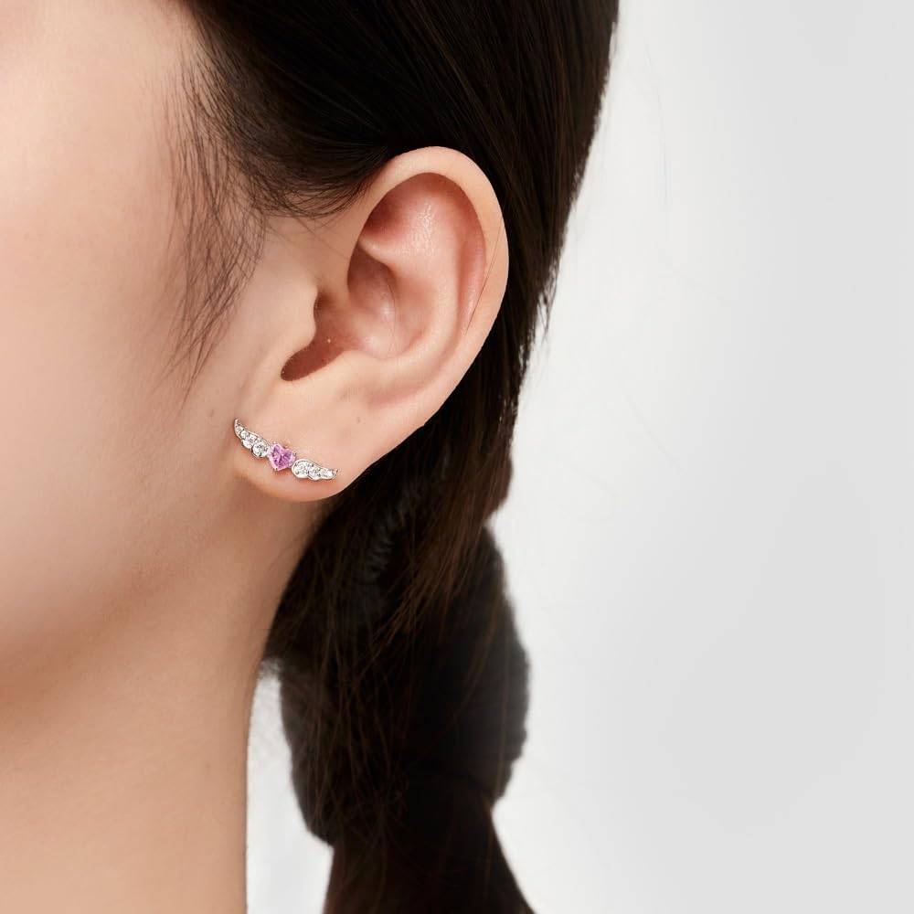 Orecchini Ali Cuore Diamante Rosa 925 Orecchini Da Donna Angelo Custode Ispirato Gioielli Da Indossare Tutti I Giorni Un regalo per lei