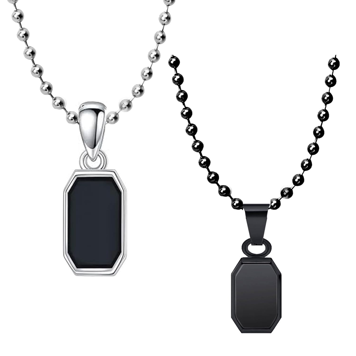 Okos Mens Fashion Jewellery Combo of 2 Rhodium and Black Plated Geometric Rectangle Design Trendy Stainless Steel Pendant Locket With Black Enamel For Boys and Men PD1000882RECT (B0CR5XB4WP) Amazon Price History, Amazon Price Tracker