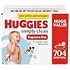 Huggies Simply Clean Unscented Baby Diaper Wipes, 11 Flip-Top Packs (704 Wipes Total), Packaging May Vary