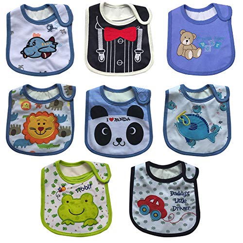 Waterproof Teething Bib Set for Boys & Girls, Water Resistant Feeder 8-Pack (B-1, One Size)