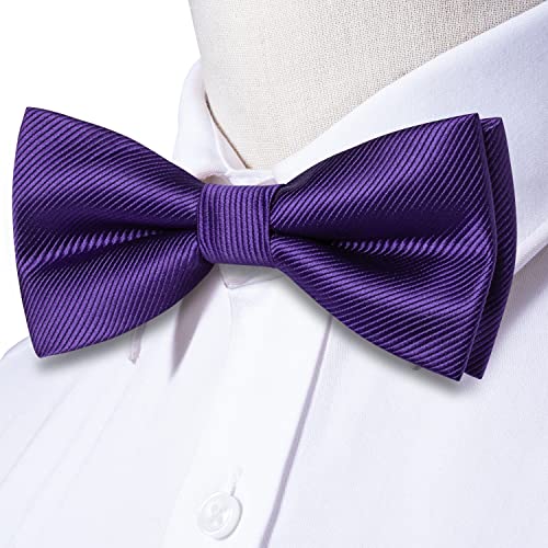 Image of Hi-Tie Bow Ties for Men Pre-Tied Pocket Square with Cufflinks Mens Bowtie Sets for Wedding Formal Party