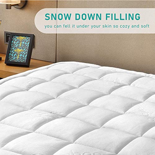 Enitya Bamboo Mattress Pad Queen Size Breathable, Soft Quilted Fitted Mattress Cover With 400 Gsm Down Alternative Fill (8-21” Deep Pocket) #TOP1