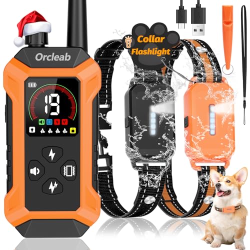 Orcleab Shock Collar with Remote Control for Dogs, IP67 Waterproof Collar with Beep, Vibration, Safe...