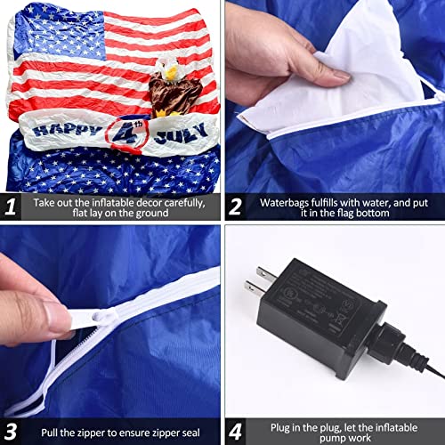 6 Ft 4Th Of July Inflatables Outdoor Decorations, Patriotic Happy 4Th July American Stripes Flag And Bald Eagle Independence Day Inflatables Decor For Fourth Of July Memorial Day Yard Lawn Decor #TOP3