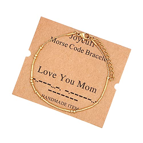 Image of JoycuFF Inspirational Morse Code Bracelets for Women Silver Beads Jewelry Encouragement Mantra Gifts for Her