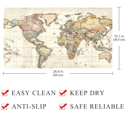 Alfombrilla de baño de secado rápido con ventosas de PVC y diseño de mapa mundial 5
