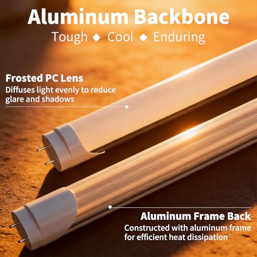 Image of 16-Pack Fluorescent Light Bulbs 48 inch, T8 LED Bulb 4 Foot Type A+B Replacement for F32T8 or F40T12 Tube, 24W 3200LM 3000K Warm White, Double or Single End Powered