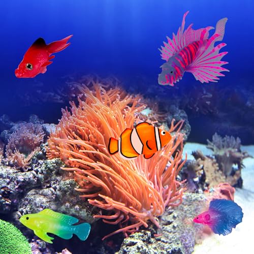 Image of Weewooday 7 Pcs Artificial Fish Glowing Effect,Elegant Color