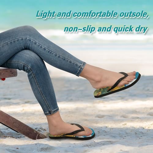 Painting Sunflowers Flip Flop Sandal for Women Men, Casual Beach Slippers Indoor Outdoor XS4