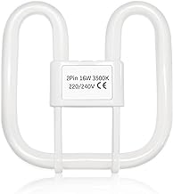 Akynite 16W 2D Square 2-Pin GR8 Cap Warm White (3500k) Compact Fluorescent Lamp, AC 230V, CFL 2 Pin Light Bulb, not dimmable, GR8 DD Flat Butterfly Bulb for Flush Ceiling Light, 1PC