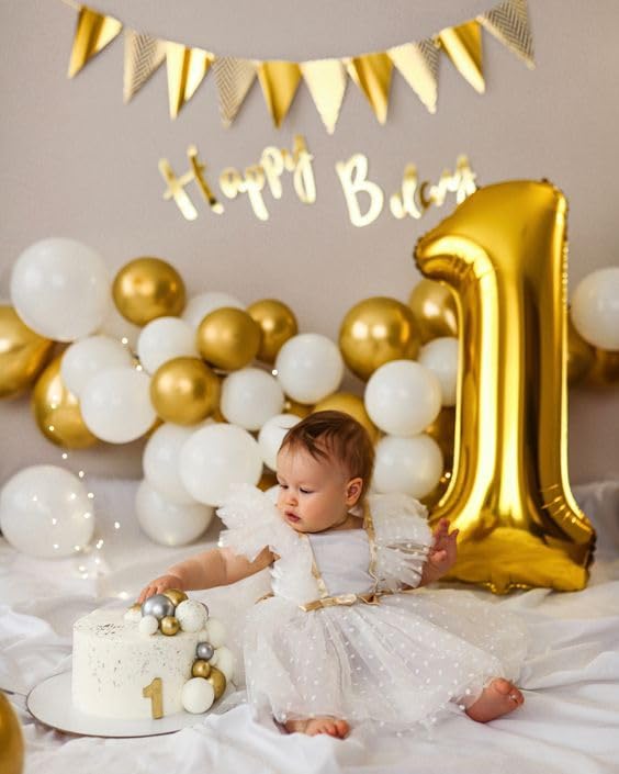 Image of 4 Balloon Numbers Birthday Decorations, 40In Gold Balloons for Men Women | Eye-catching Appearance, Perfect Decorative Centerpieces, Convenient Self-sealing Structure, Widely for Various Occasions