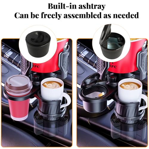 Portavasos 4 en 1 para auto con cenicero ajustable miniatura 4