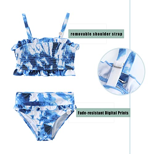 Image of Girls Bikini Swimsuits Two Piece Bathing Suit for Kids Girls Hawaiian Smocked Swimwear 3-16 Years