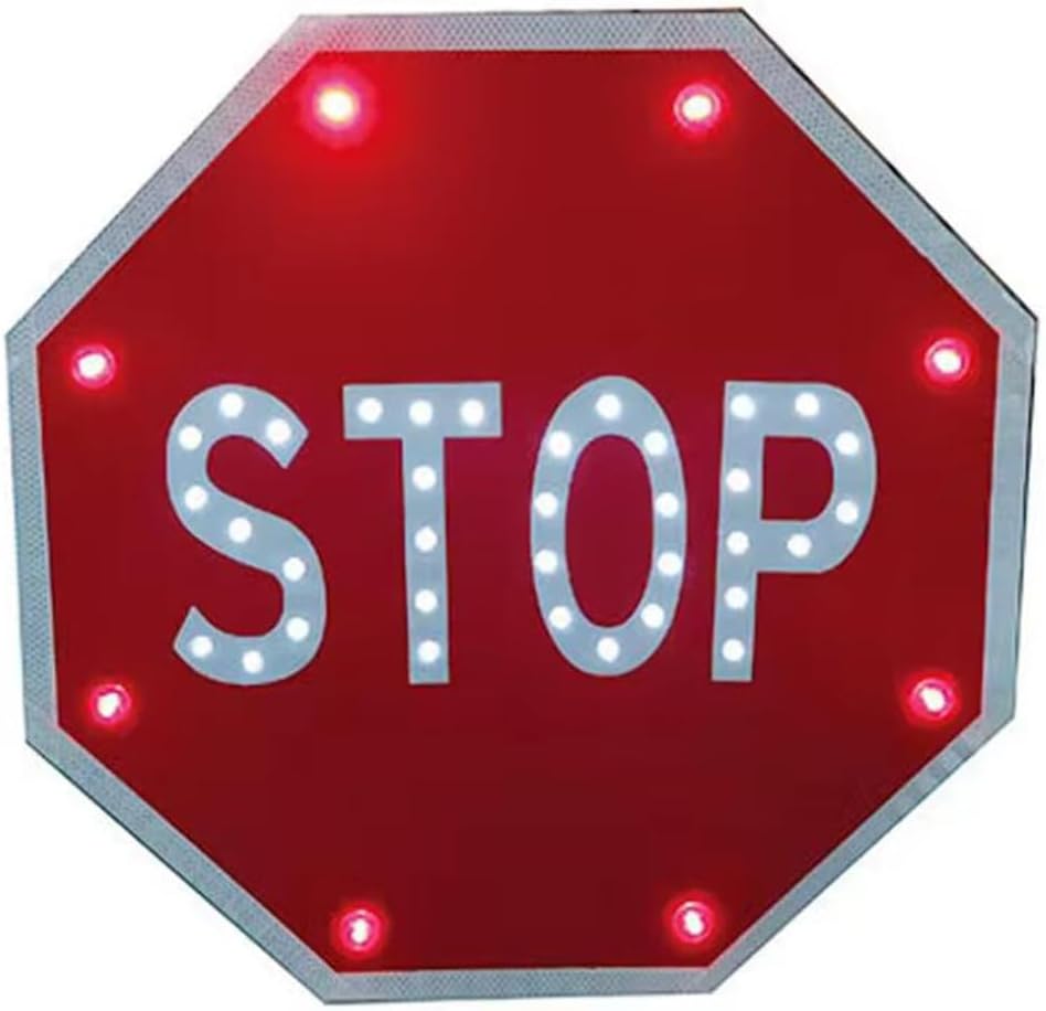24" Solar Power Stop Flashing Traffic Signs Pedestrian Walk Sign For Lighted Illumanated Led Light Traffic Road Signs
