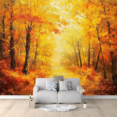 Photo Wallpaper Landscape Jungle Sunshine 350 x 256 cm 3D Wall Mural Non-Woven Premium Art Print Fleece Wall Mural Photo Wallpaper Decoration Poster for Living Room Kids Bedroom Yellow